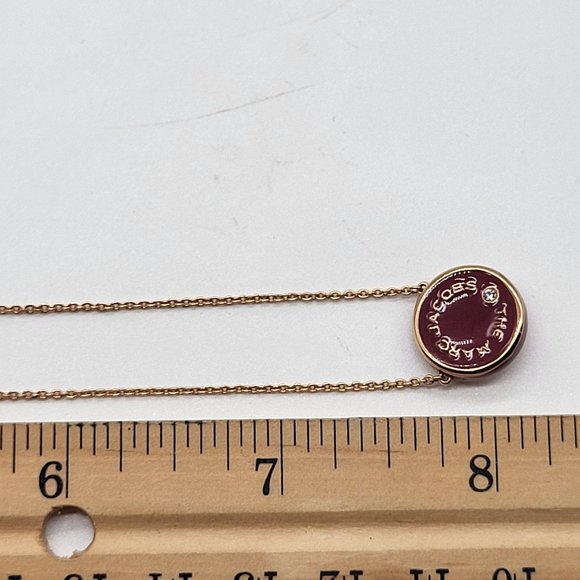 The Marc Jacobs Medallion Pendant Necklace Pink Red Rose Gold Tone - Picture 6 of 7